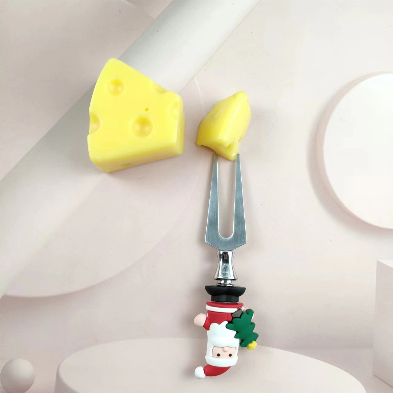 Santa Claus Christmas tree modeling knife and fork set of three cream knife cheese knife pizza shove