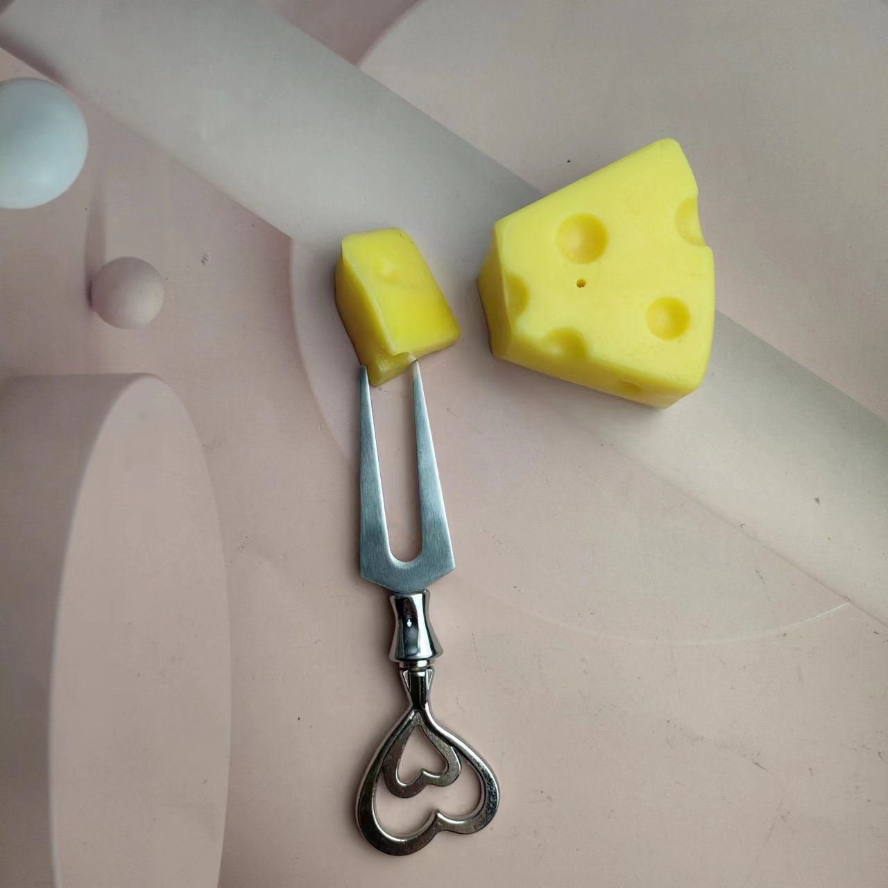 Silver double love modeling stainless steel cutlery three-piece cream knife cheese knife pizza shove