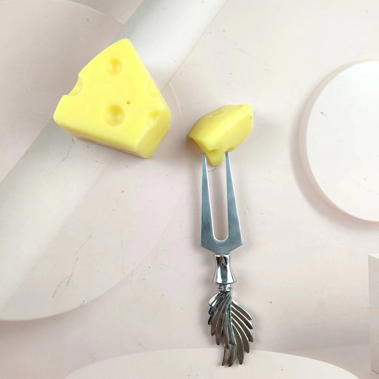 Silver feather modeling stainless steel cutlery three-piece cream knife cheese knife pizza shovel bu